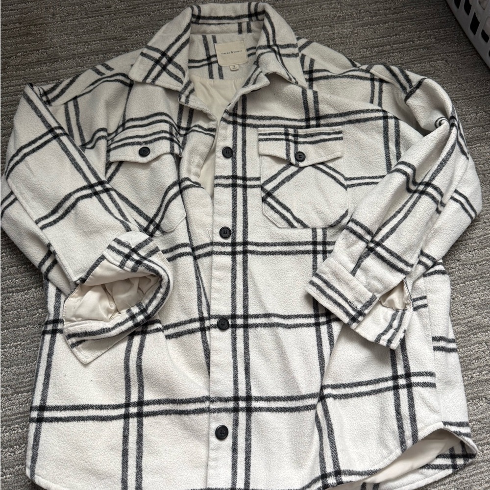 Thread & Supply Black and White Plaid Shirt